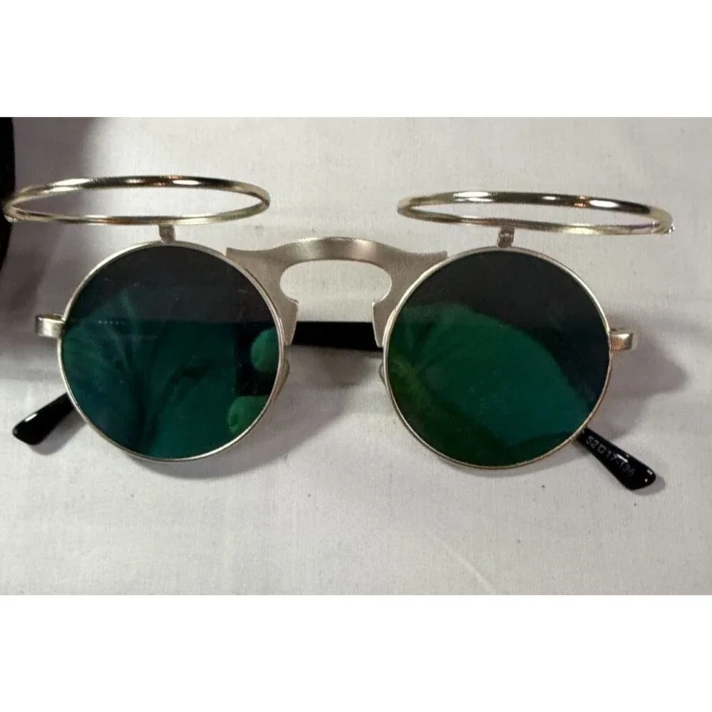 Vintage Round Flip Up Sunglasses Retro John Lennon Style Circle Unisex Glasses